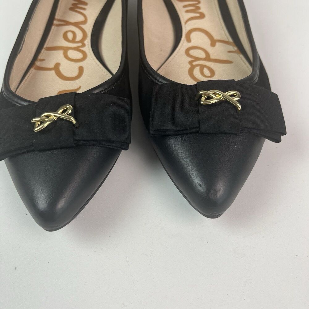 Sam Edelman Lizzy Ballet Flats sz 9.5 Black Suede Leather Bow Preppy Minimalist - Picture 5 of 8